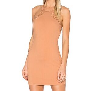 NBD Hudson Sandstone Bodycon‎ Lined Halter Mini Dress. Size XS. NWT.